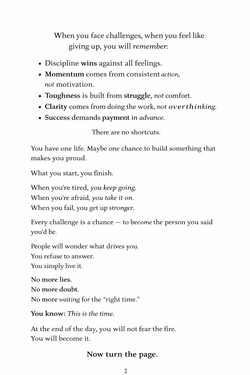 No Excuses: The Path to Becoming the Person Who Never Quits